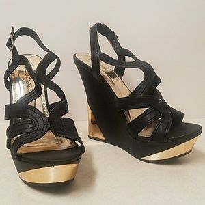 Black and gold nearly 6 inch wedges